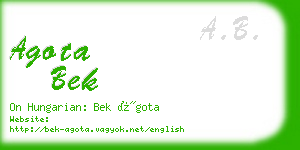 agota bek business card